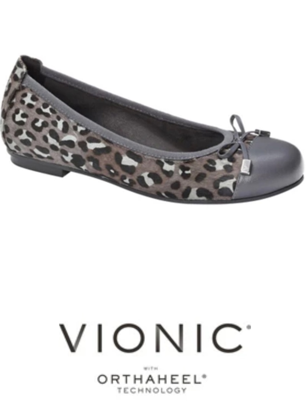 Vionic ‘Minna’ Leopard Print Ballet Flats with calf hair & Leather Toe size9